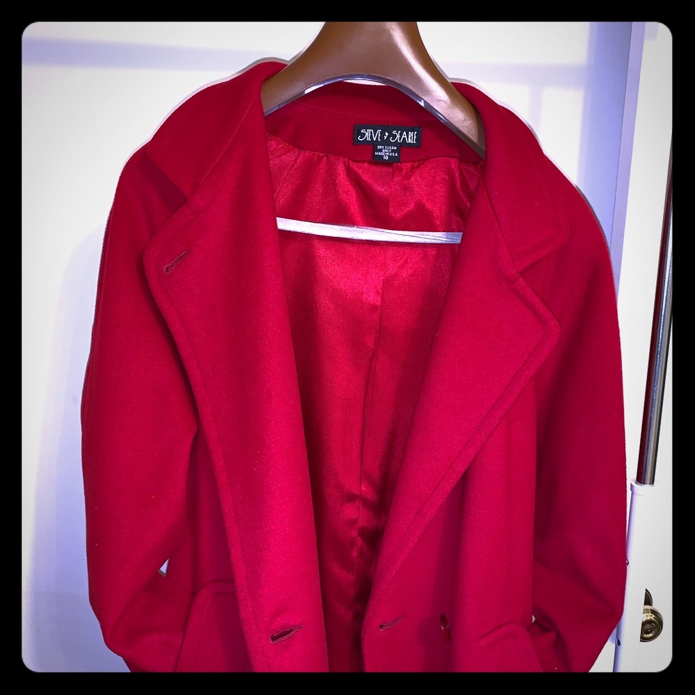 STEVE by SEARLE Red CASHMERE wool blend peacoat(M)